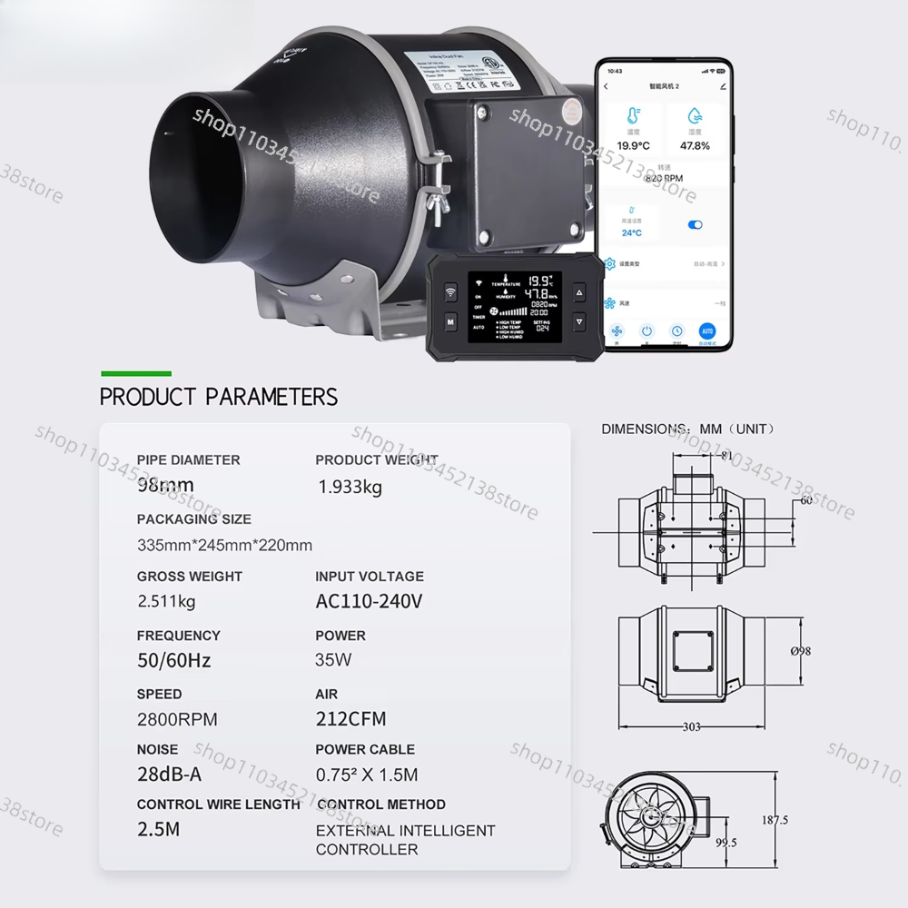 4 Inch Smart Inline Duct Fan w – Carbon Filter Inline Bewertung und Preis